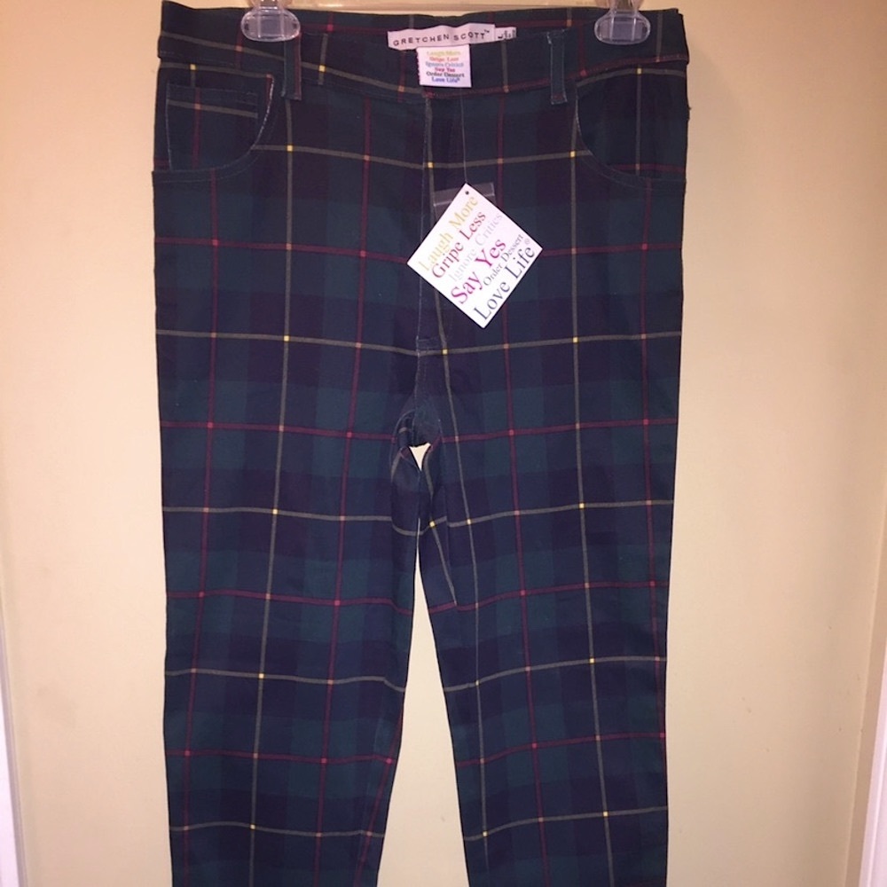 Designer Gretchen Scott Plaid Pull-On Pants